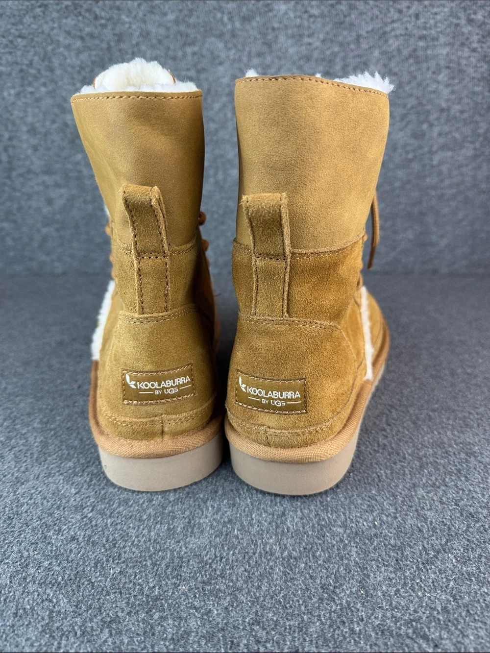 UGG Koolaburra Chestnut‎ Suede Lace-Up Shearling-Trim Boots Size 8 -Brand New